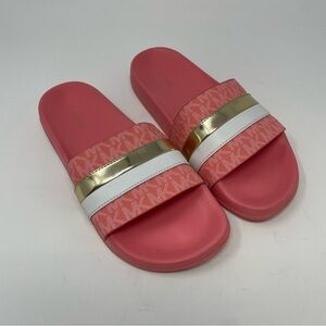 Michael Kors Pink and Gold Rubber Slides